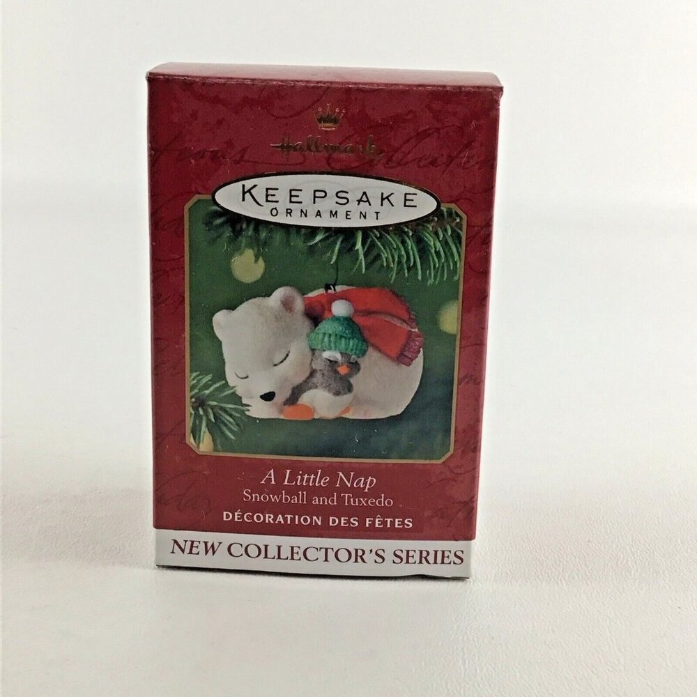Hallmark Keepsake Ornament A Little Nap Snowball And Tuxedo Penguin Bear Vintage